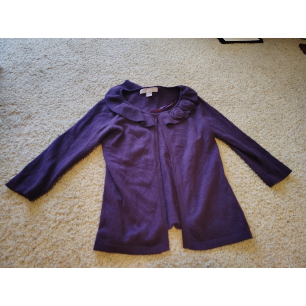 Sophia Milano Cashmere Cardigan Sweater Purple Women's M Medium 100% Cashmere